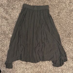 Elegant Greenish Gray Women's Pleated Midi Skirt